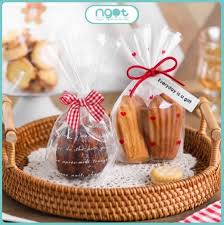 Túi đựng canelé/cookie 10*15.5+6 - set 47-50c - tim đỏ
