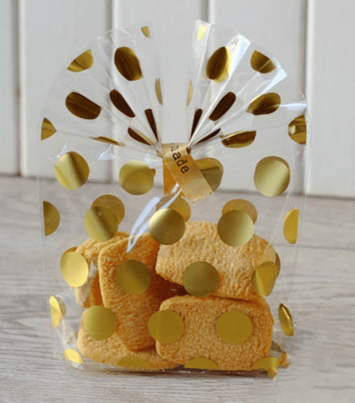 Túi đựng cookie chấm bi vàng size 13*21*4.5 - set97-100c