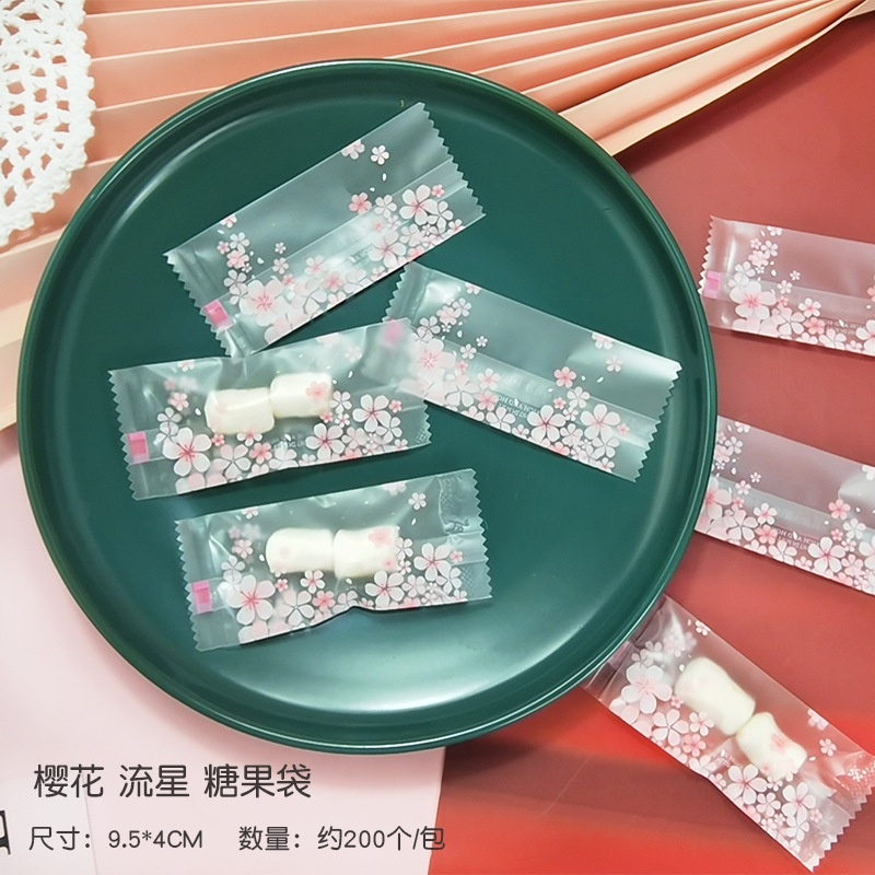 Túi đựng kẹo nougat hàn miệng 4*9.5 set 197-200c - Anh đào