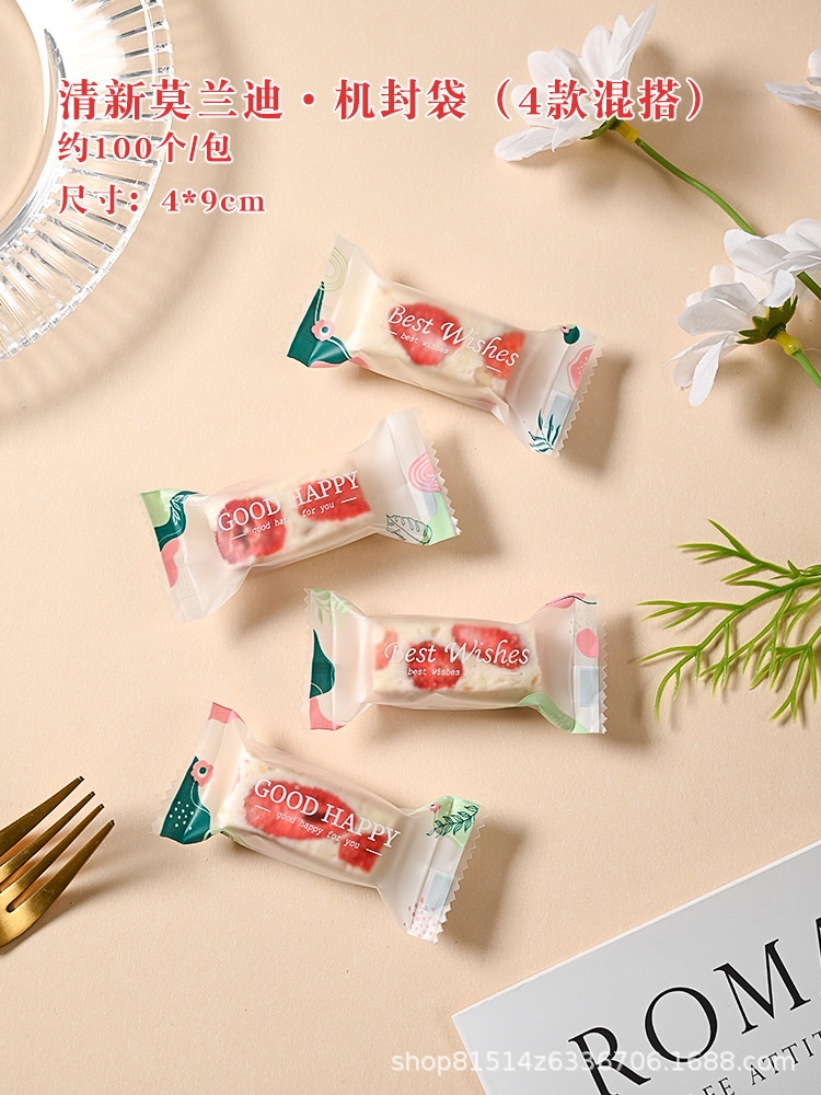 Túi đựng kẹo nougat hàn miệng 4*9.5 set 97-100c - Morandi