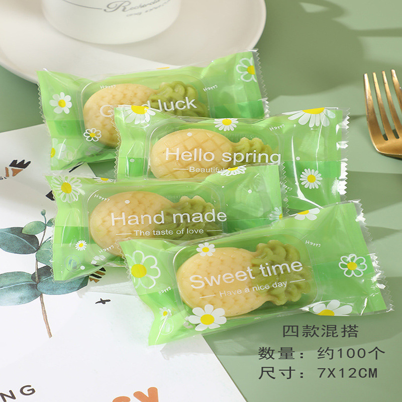 Túi hàn miệng 7*12 (set10c) - Hoa cúc xanh lá mix KÈM KHAY BÉ