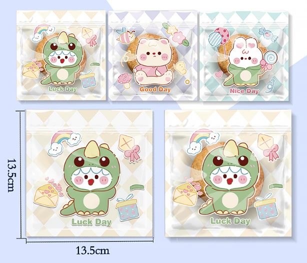 Túi zipper 13.5*13.5cm - 1 cái - khủng long
