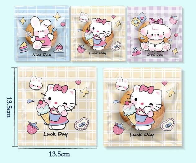 Túi zipper 13.5*13.5cm - Set 10c - lucky day mix