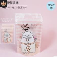 Túi zipper 15.5*22.8*5.5 - mèo I love you - set 10c