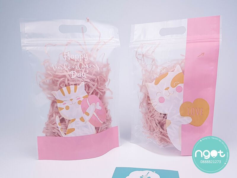 Túi zipper 15.5*22.8*5.5 (set 50c) - mèo so cute mix 2 mẫu