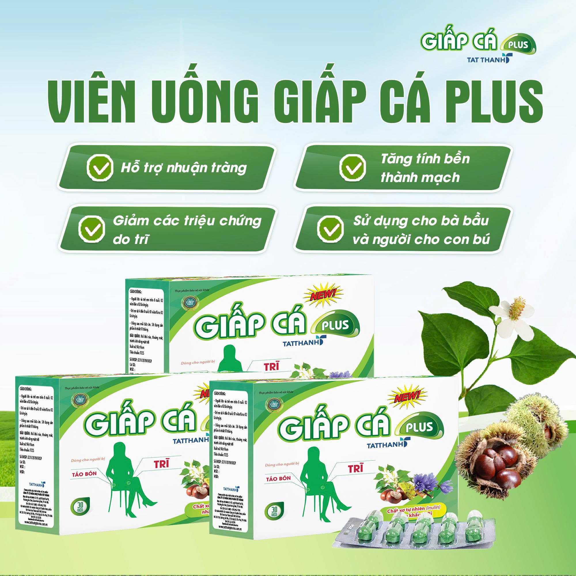 Combo 3 sản phẩm thực phẩm bảo vệ sức khoẻ Giấp cá Plus Tat Thanh