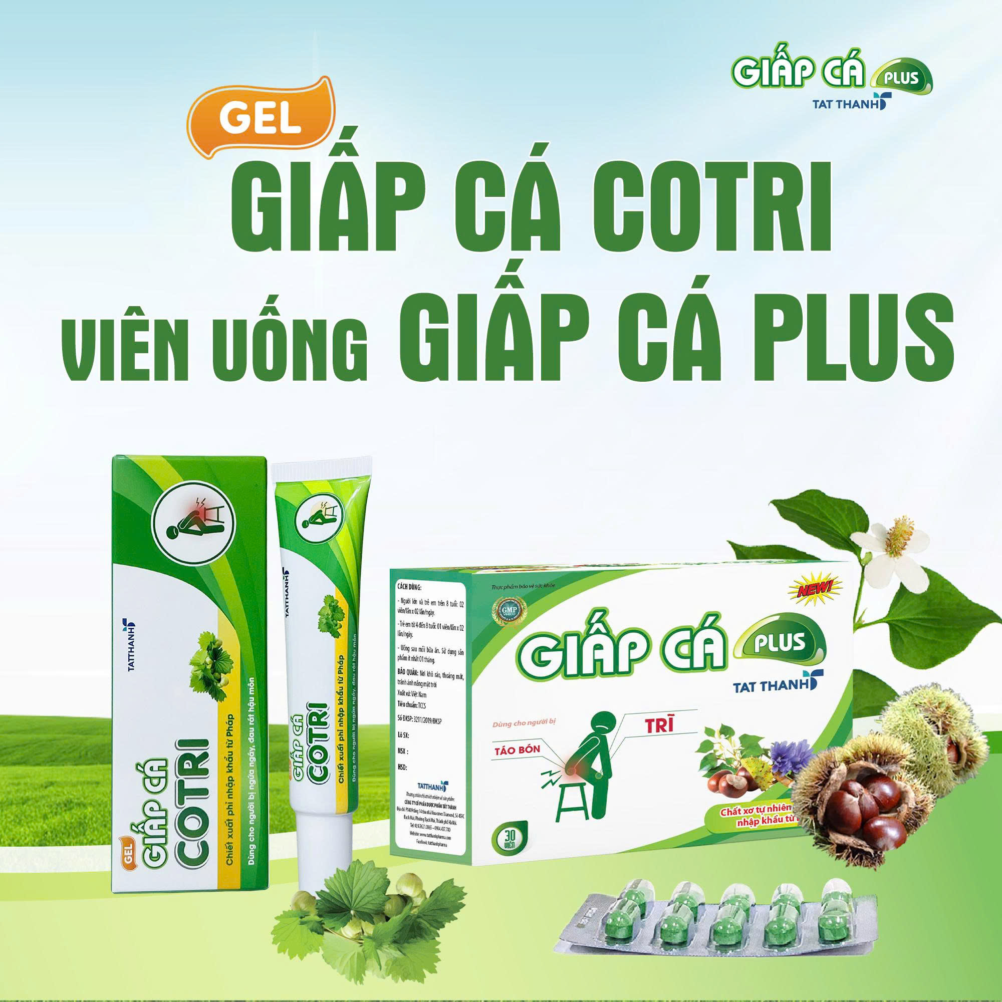 Combo Viên uống Giấp Cá Plus và Gel Giấp Cá Cotri