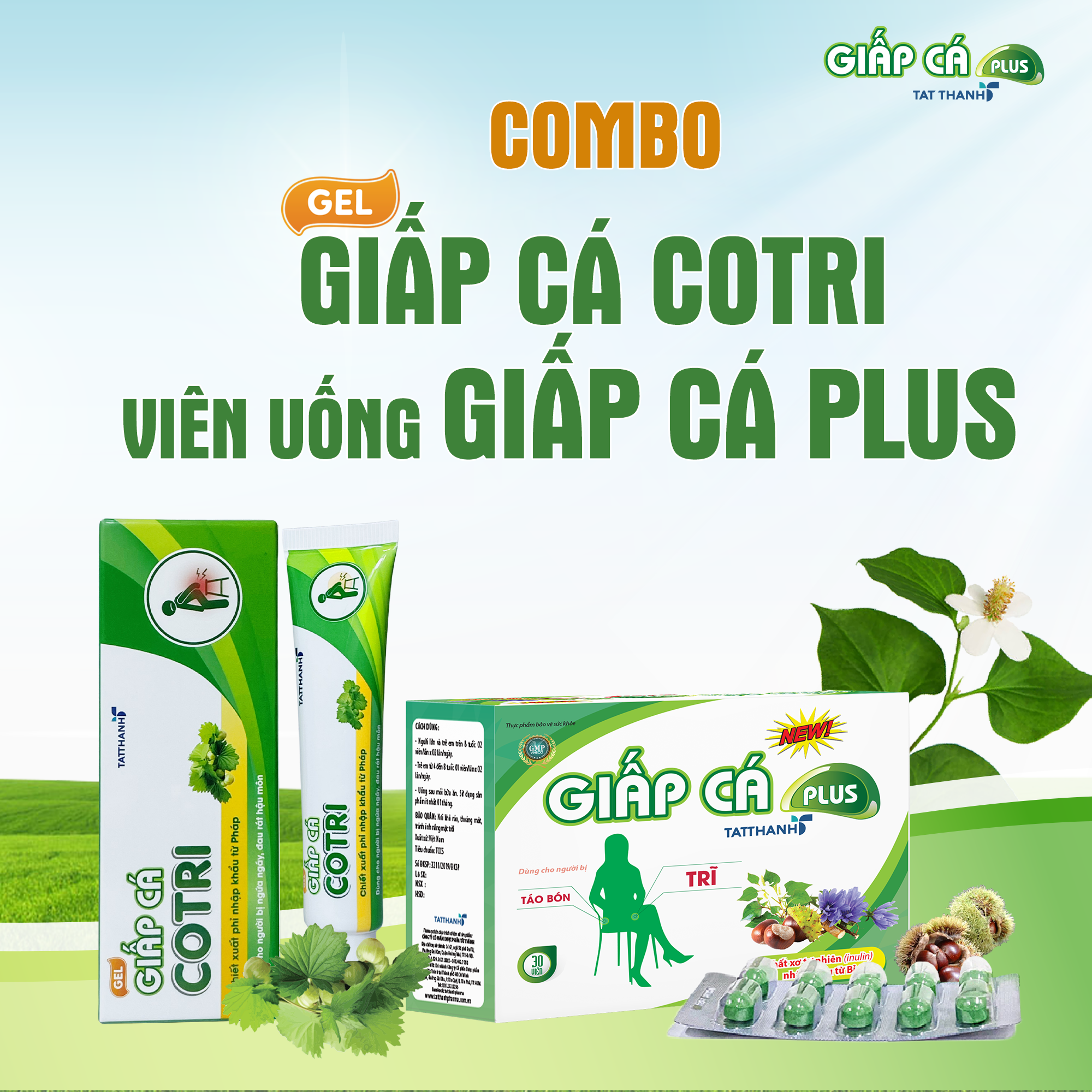 Combo Viên uống Giấp Cá Plus và Gel Giấp Cá Cotri
