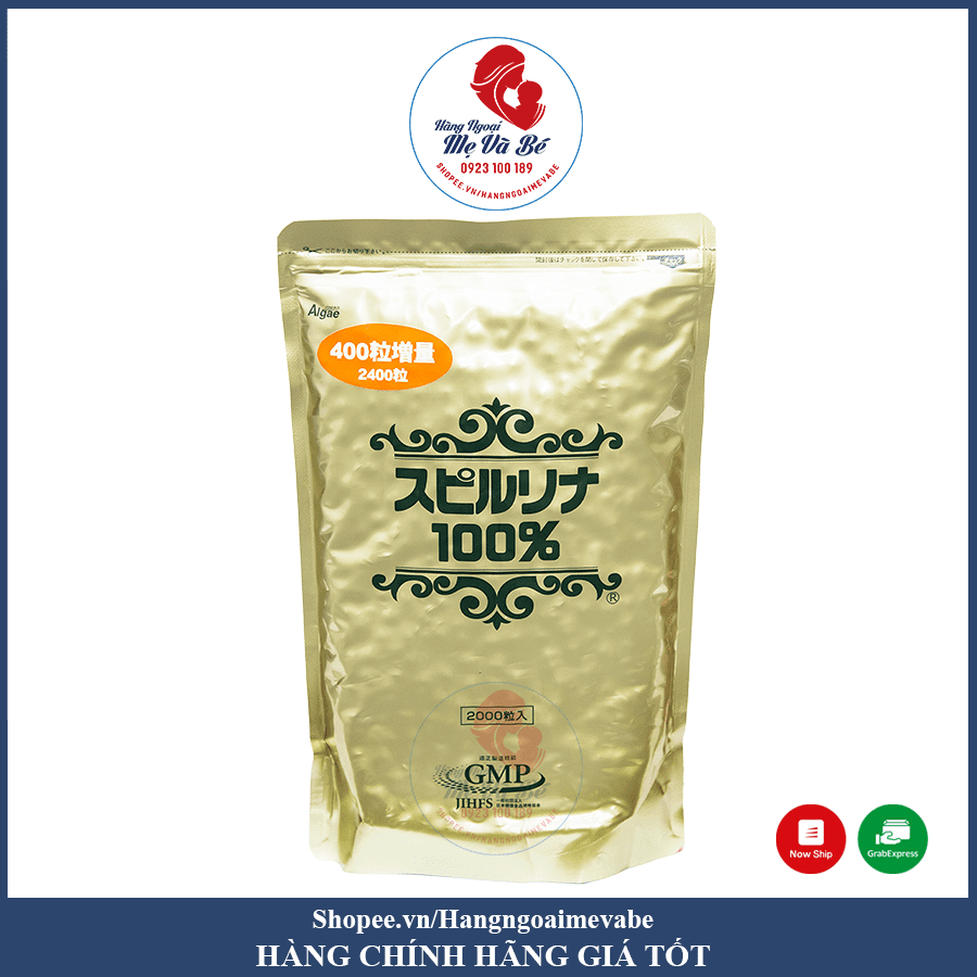 Tảo xoắn Spirulina Algae dạng túi 2400 viên của Nhật Bản (35/th)