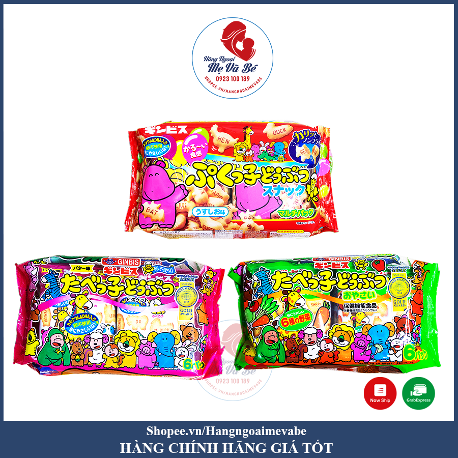 Bánh Quy DHA Ginbis Nhật Bản Hình Thú Cho Bé Ăn Dặm 9m+