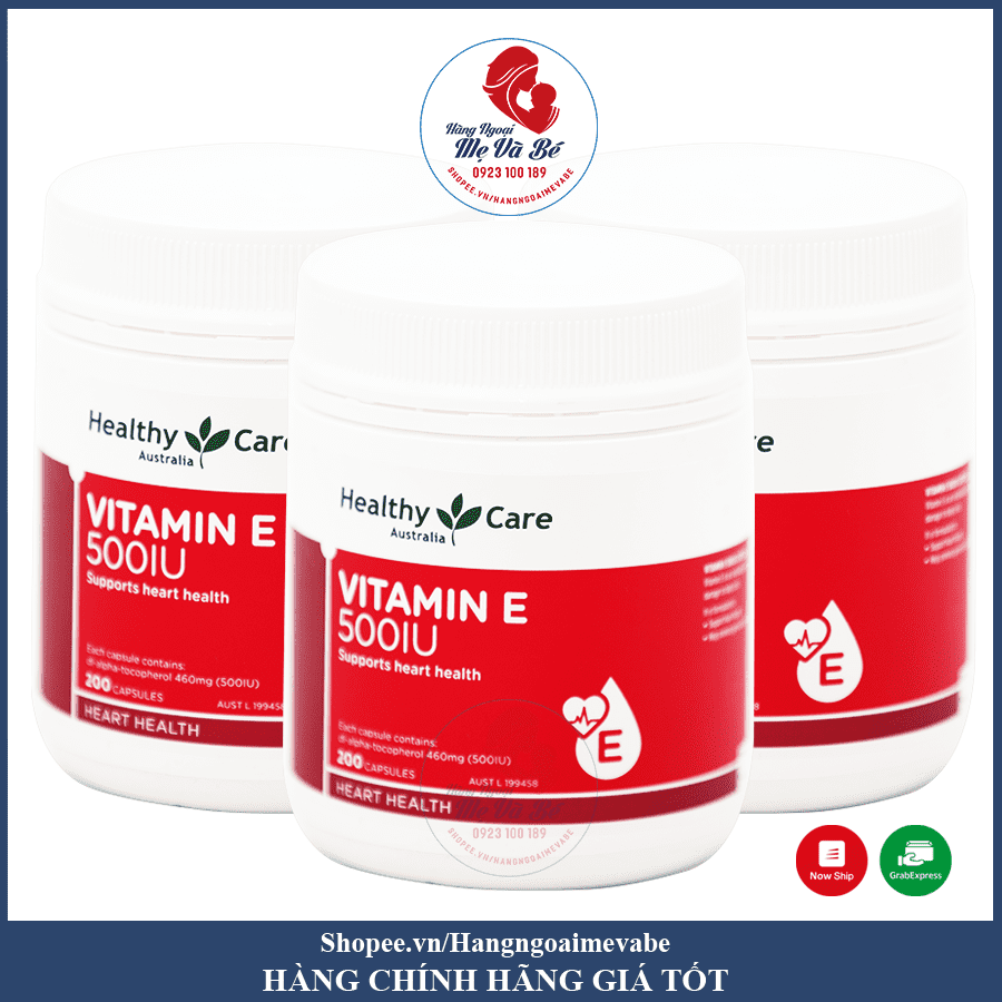 Viên uống Vitamin E Healthy care 500IU 200 viên của Úc (10/th)