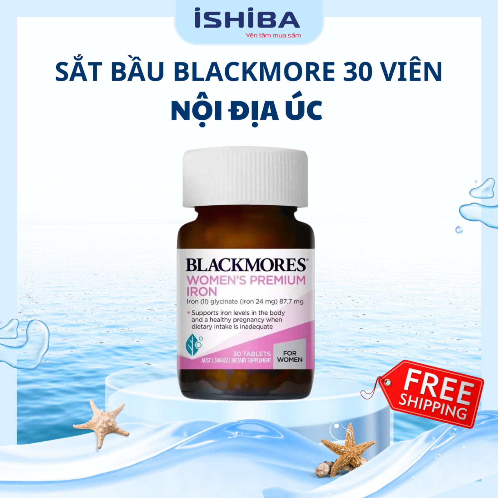Sắt cho bà bầu, sắt bầu Blackmores Úc 30v (45/th)
