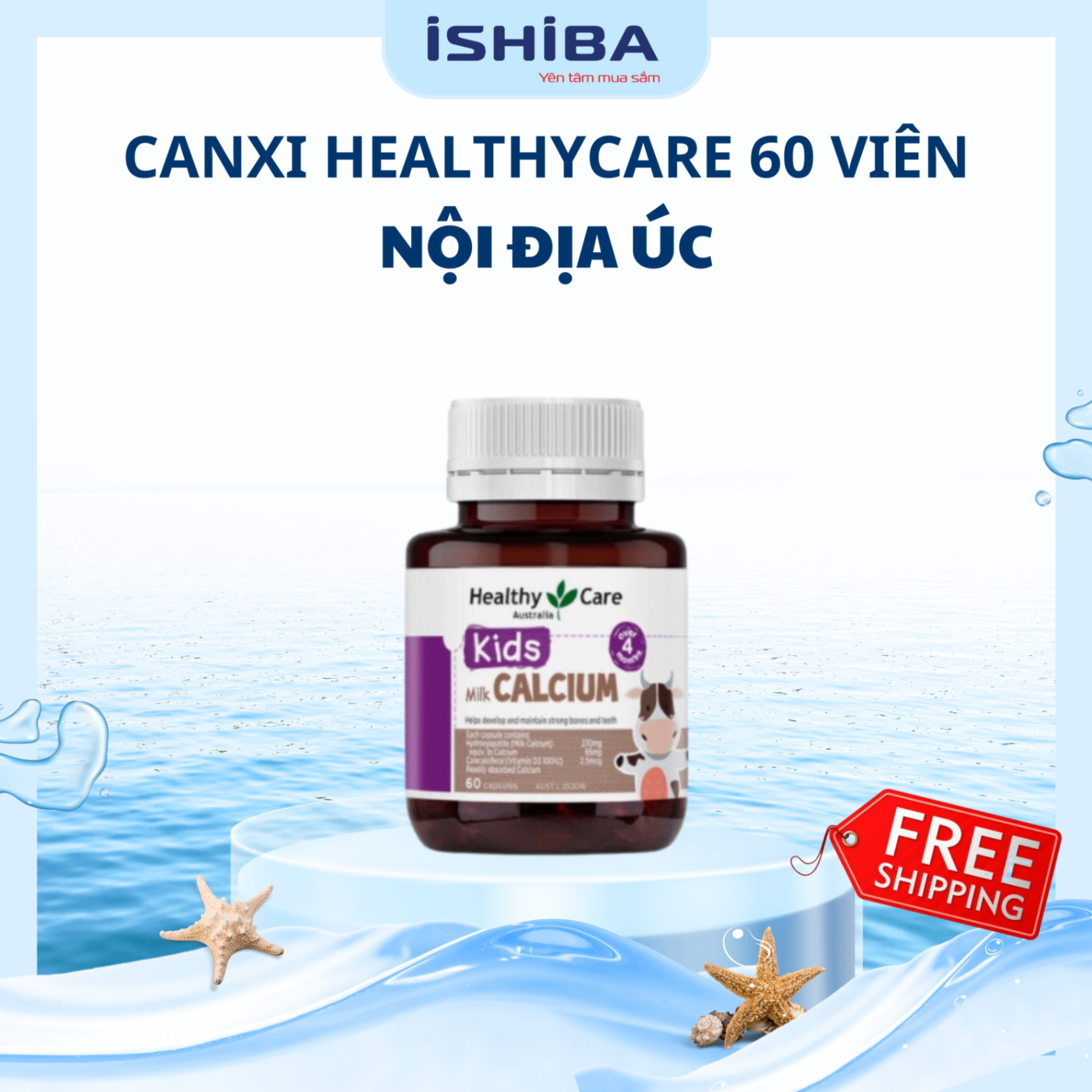 Canxi Healthy Care cho bé 60 viên của Úc (32/th) - Tem phụ