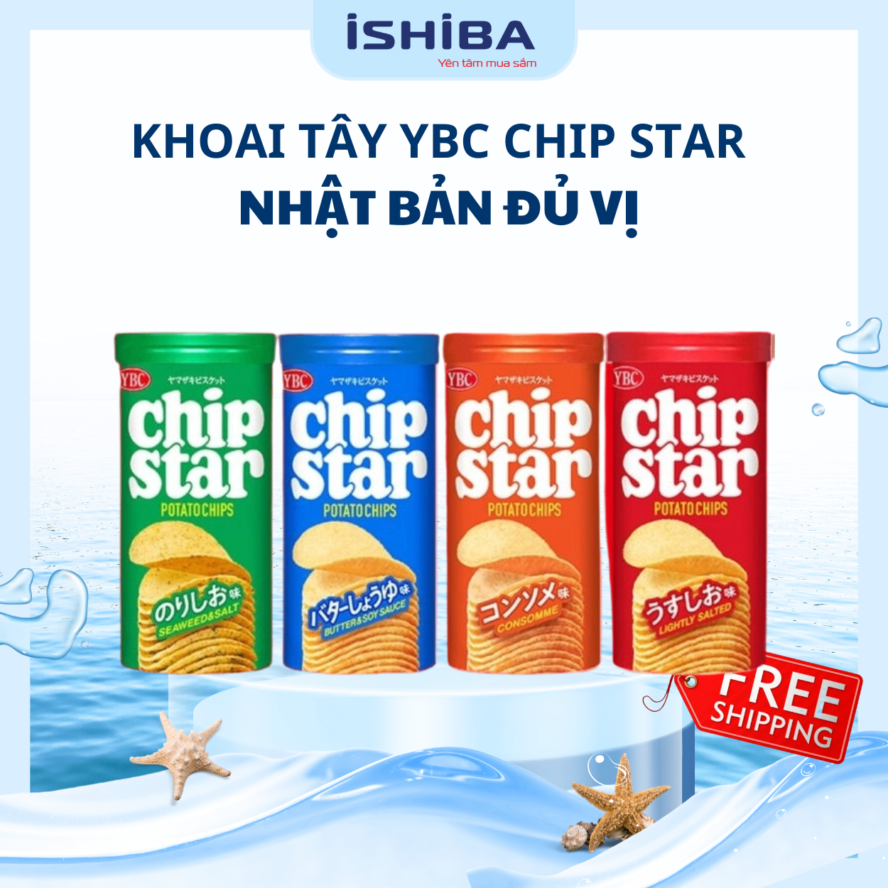 Snack khoai tây YBC Chip Star Nhật Bản ăn vặt cho bé đủ vị