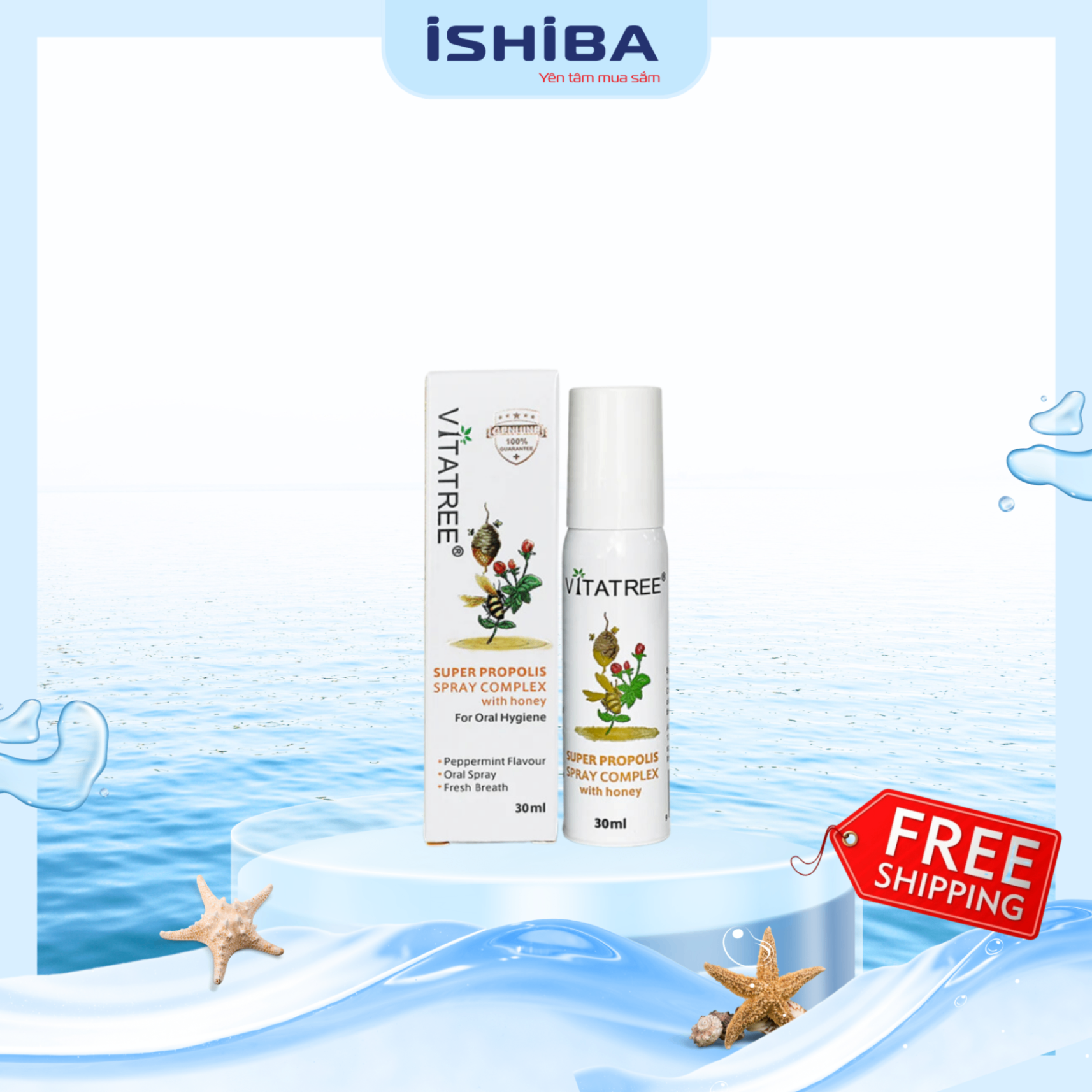 Chai Xịt Keo Ong Vitatree Úc Giảm Ho, Đau Họng 30ml - Tem phụ
