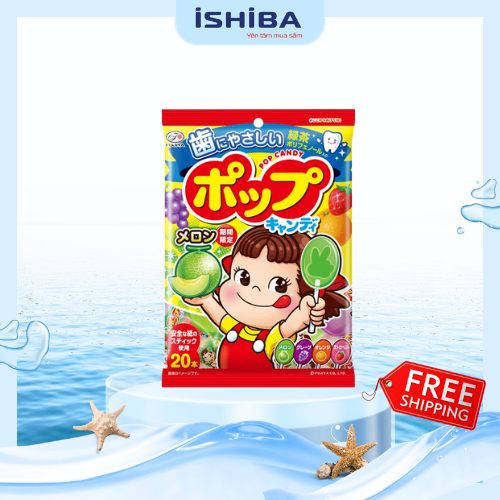 Kẹo Mút Chống Sâu Răng FUJIYA POP CANDY Nhật Bản Vị Trái Cây Hình Cô Gái Cho Bé Từ 12M Gói 20 chiếc (48/th) T11/26