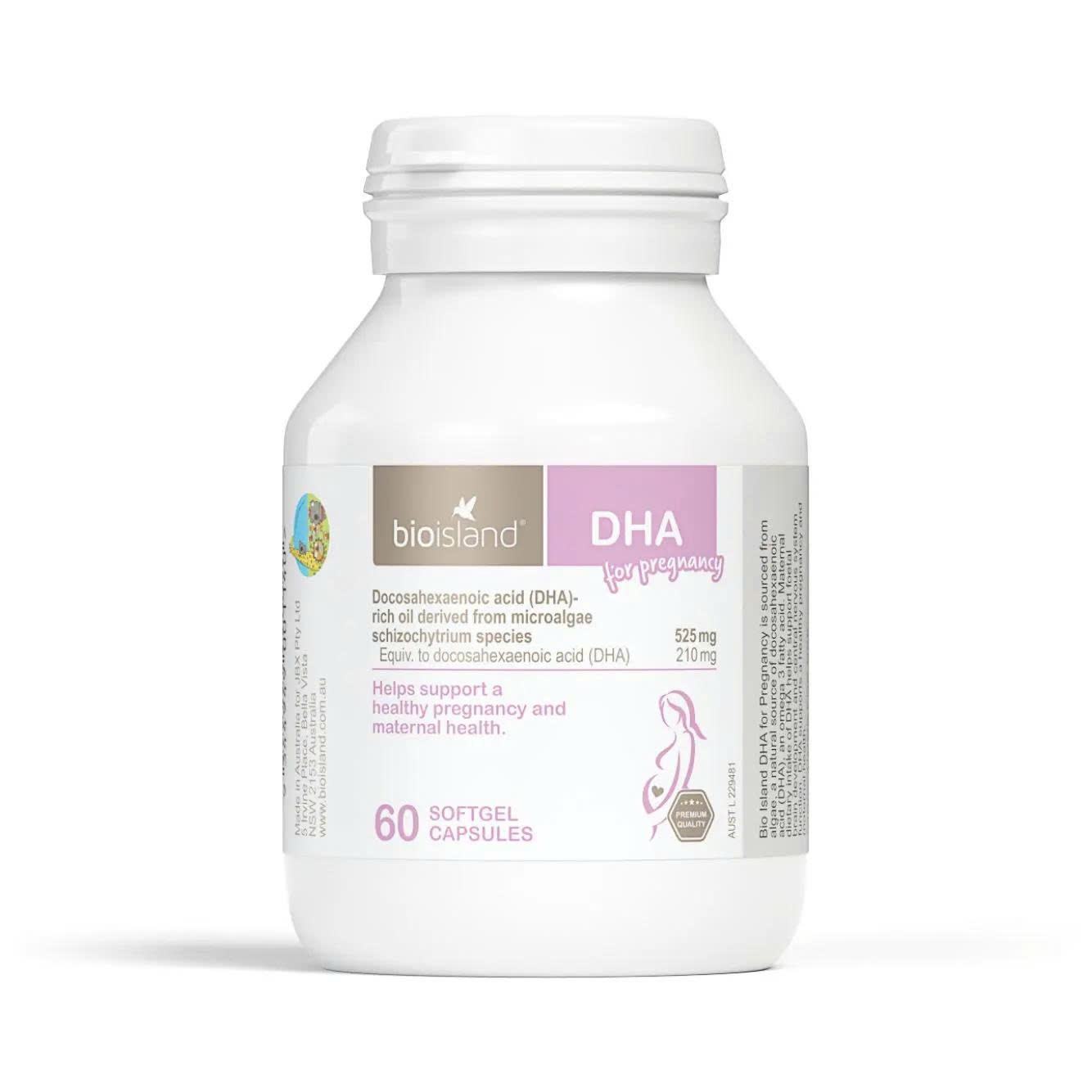 Vitamin DHA Bio Island hàng úc 60 Viên - Cho Bà Bầu - Tem phụ
