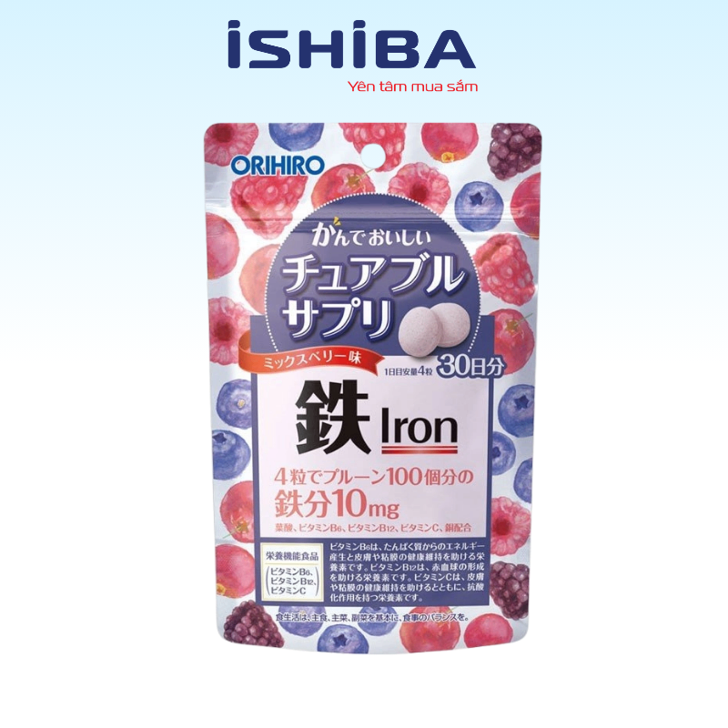 Viên uống Orihiro 120 viên Nhật Bản dạng túi (48/th) - Iron + Acid Folic T2/27