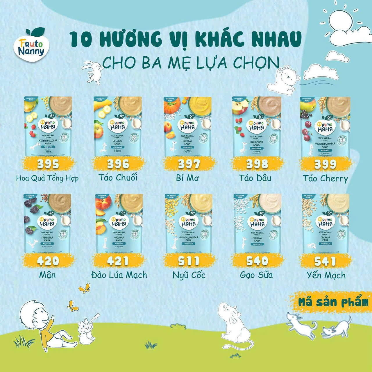 Bột ăn dặm Fruto Nga 200g đủ vị cho bé từ 6 tháng