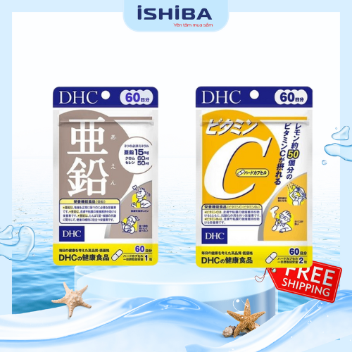 Combo DHC kẽm và DHC Vitamin C 60 ngày Nhật Bản