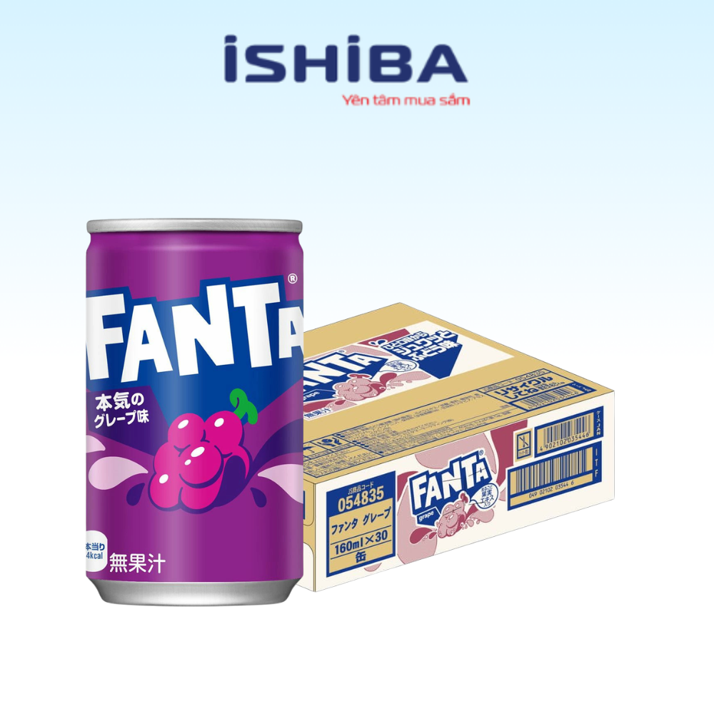 Thùng nước ngọt fanta nhí 160ml Nhật Bản - Vị nho (Thùng 30 lon) T4/27