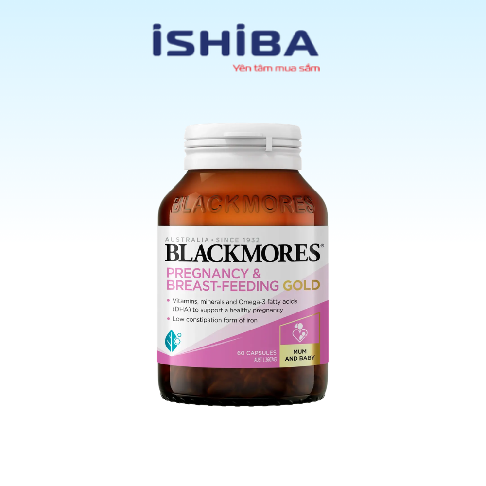 Viên uống Blackmores Pregnancy & Breast – Feeding Gold bổ sung vitamin cho bà bầu 60v Úc