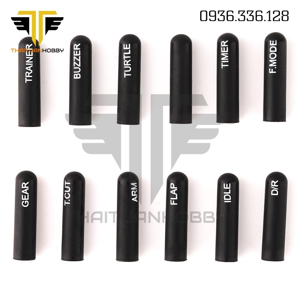 12pcs Labeled Silicon Switch Cover Set Long - Black