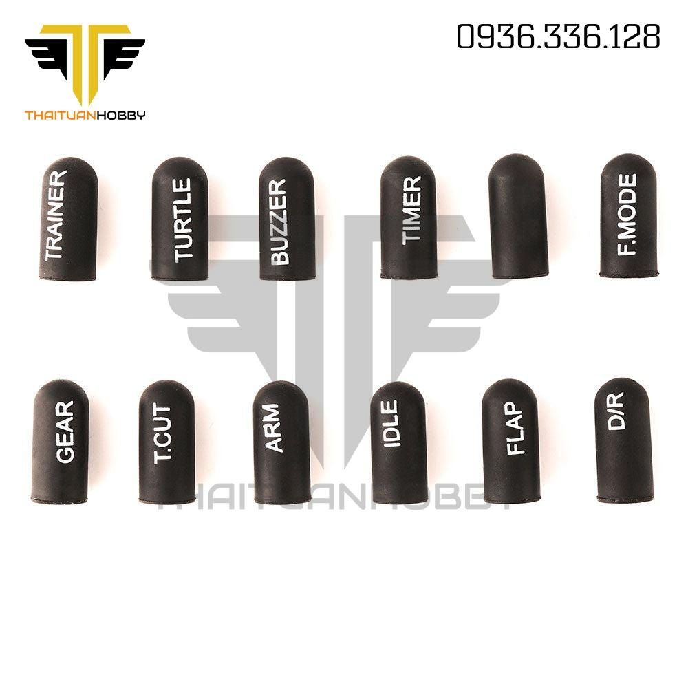 12pcs Labeled Silicon Switch Cover Set Short - Black