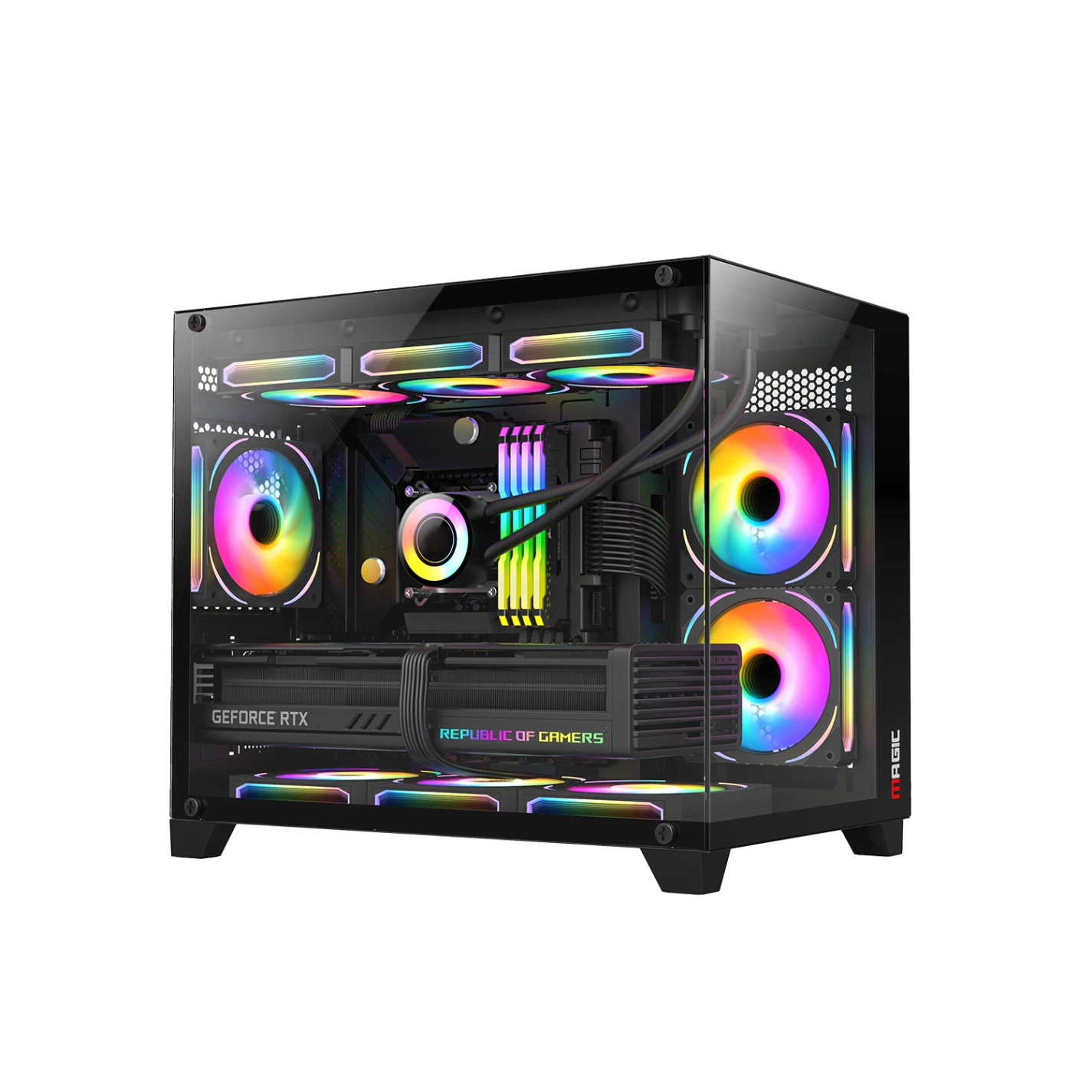 Thùng máy Case Magic Aqua-M Ultra Pro - Đen | Full Micro ATX, AIO 360 Top