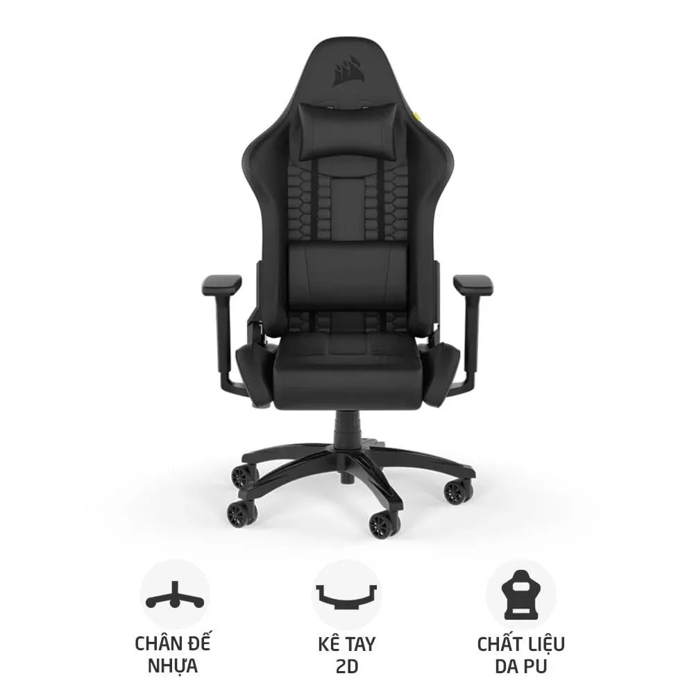 Ghế Gaming Corsair TC100 RELAXED Leatherette | Đen (CF-9010050-WW)