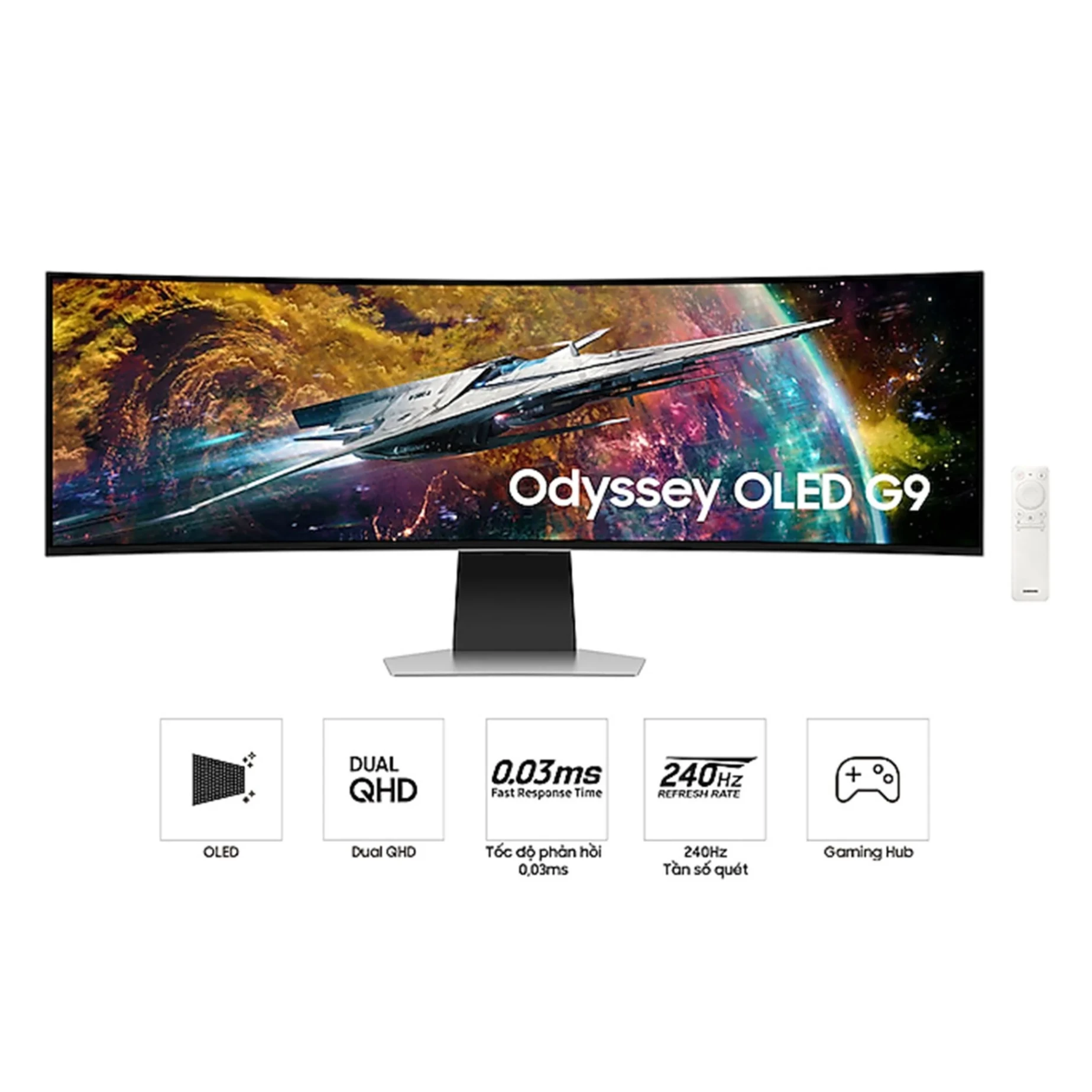 Màn hình Samsung Odyssey OLED G9 G95SC DQHD 240Hz | 49 inch, DQHD, OLED, 240Hz, 0,03ms, cong