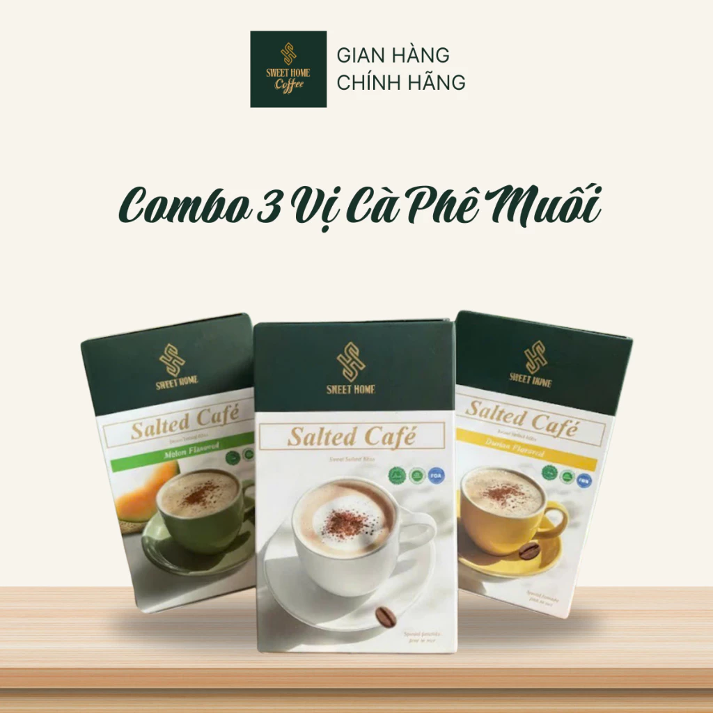 Combo 3 Hộp Cà Phê Muối Hòa Tan Sweet Home Trọn Vị Đậm Đà Chuẩn Vị Cà Phê Việt | Mix 3 Hộp x 200g