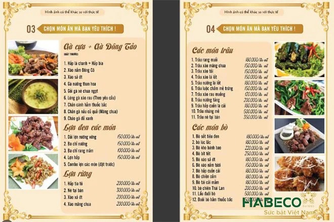 giá tiền của các món nhậu