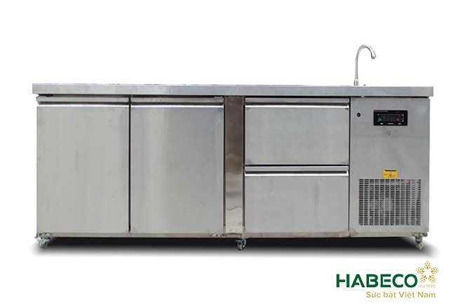 Tủ bảo quản cả bom tích hợp tủ cốc ngăn kéo và chậu rửa