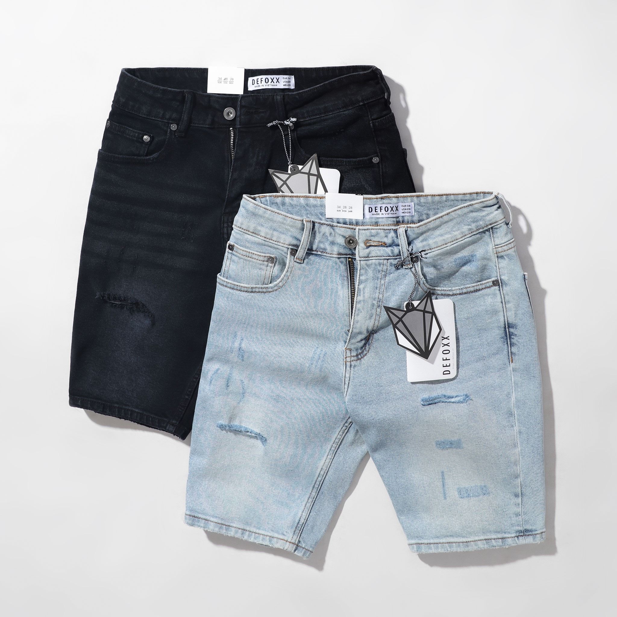 Quần short Jean DF rách wash QSN090223-02