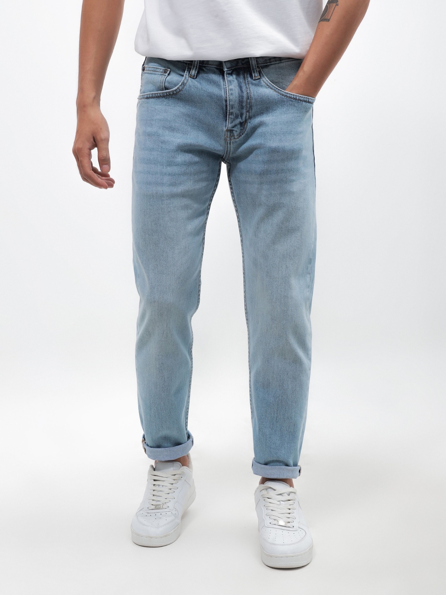 Quần Jean nam DF regular xanh wash QJN260224-01