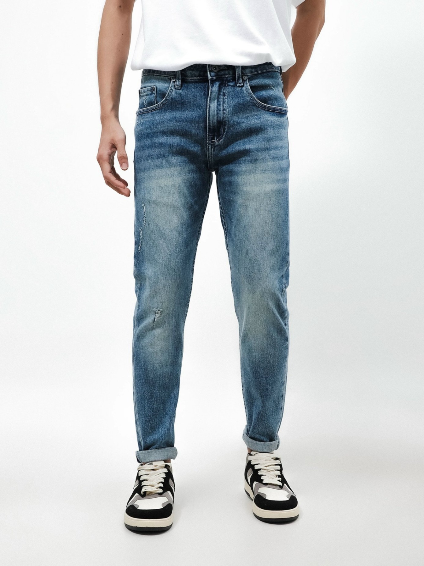 Quần Jean nam DF RIPED wash QJN110724-01