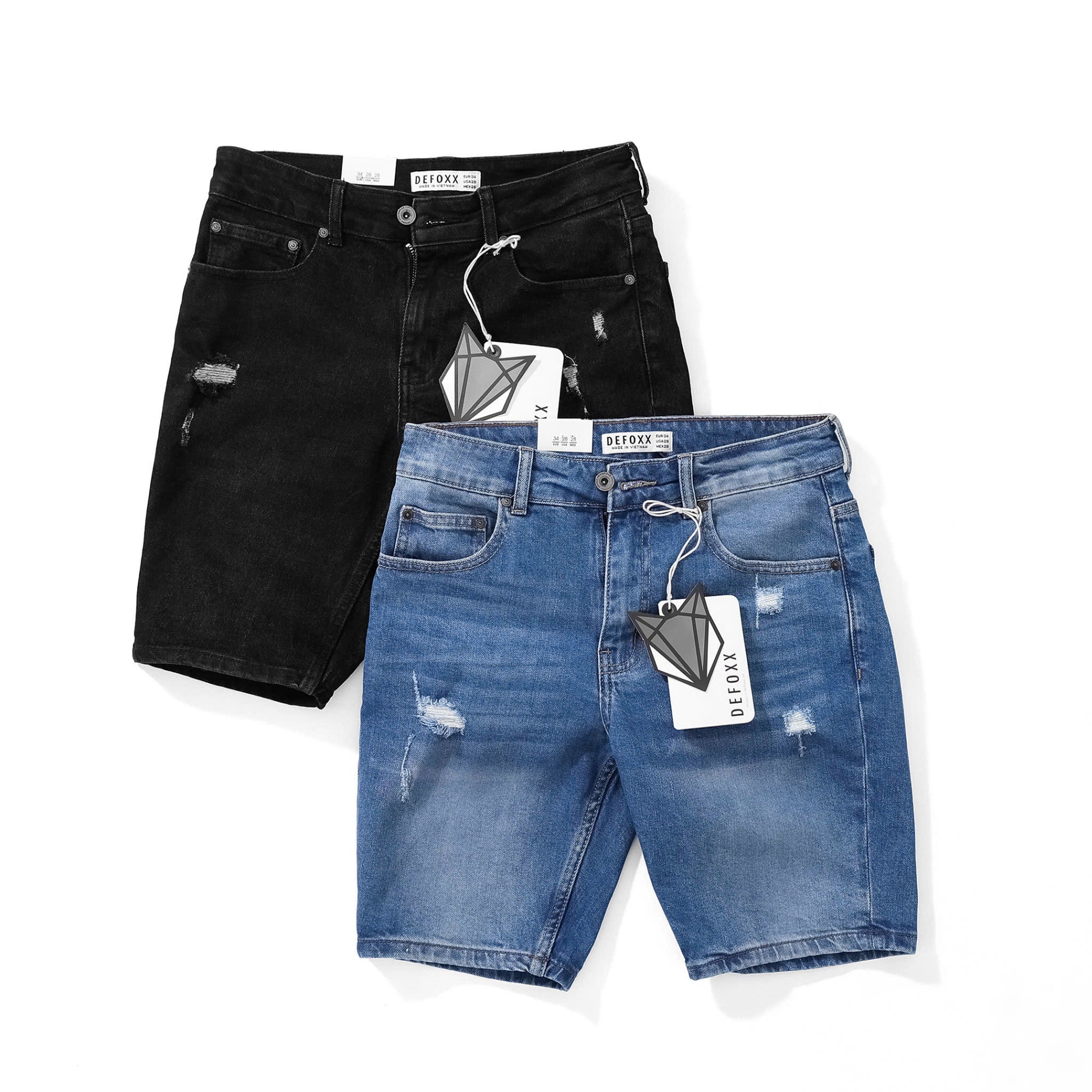 Quần short nam DF sướt rách QJN290525-01