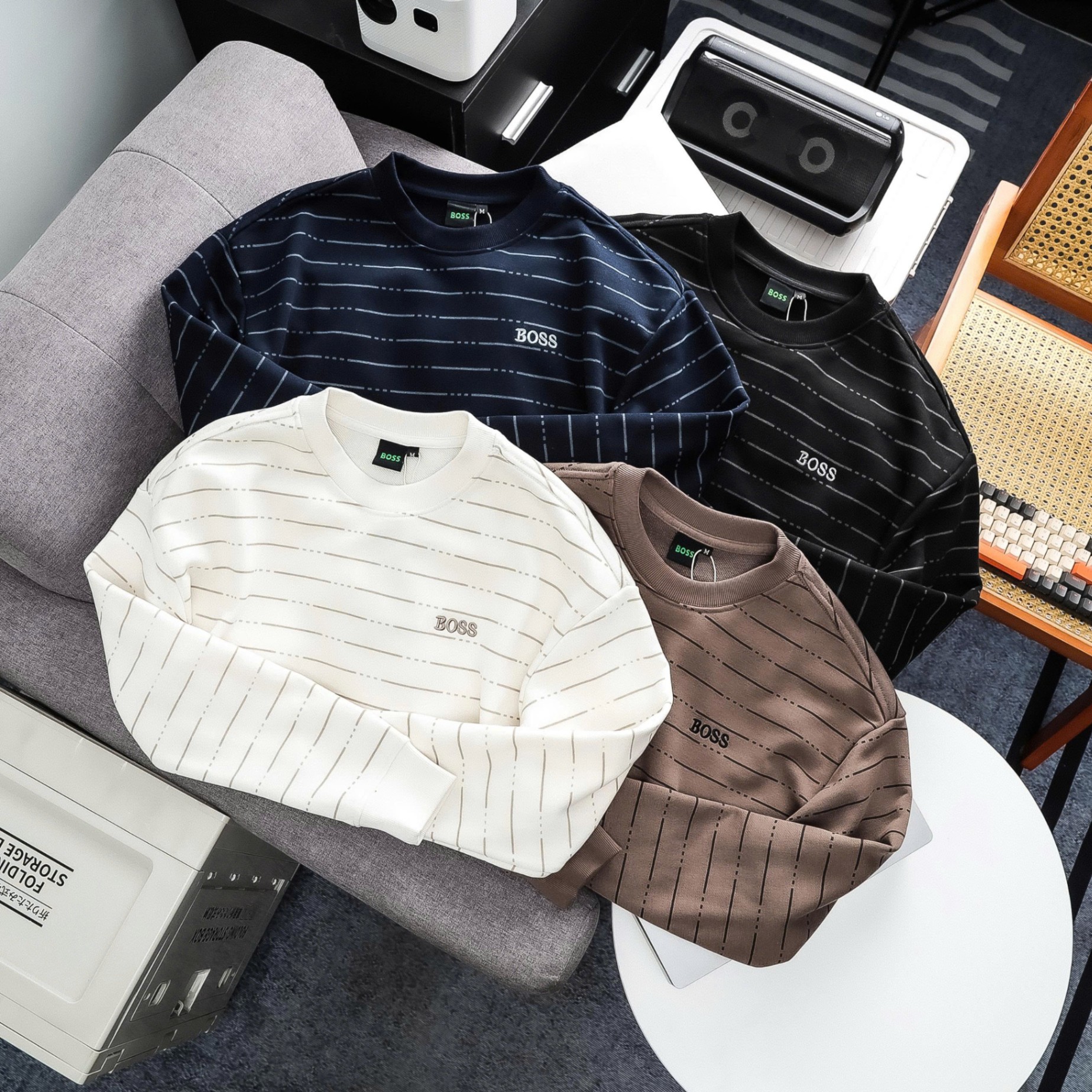 Áo nỉ nam HG BOSS kẻ ANN041125-02