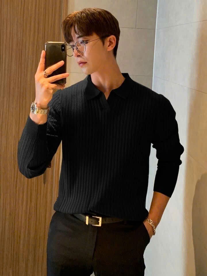 Áo len nam BTN cổ V kẻ ALN061125-01