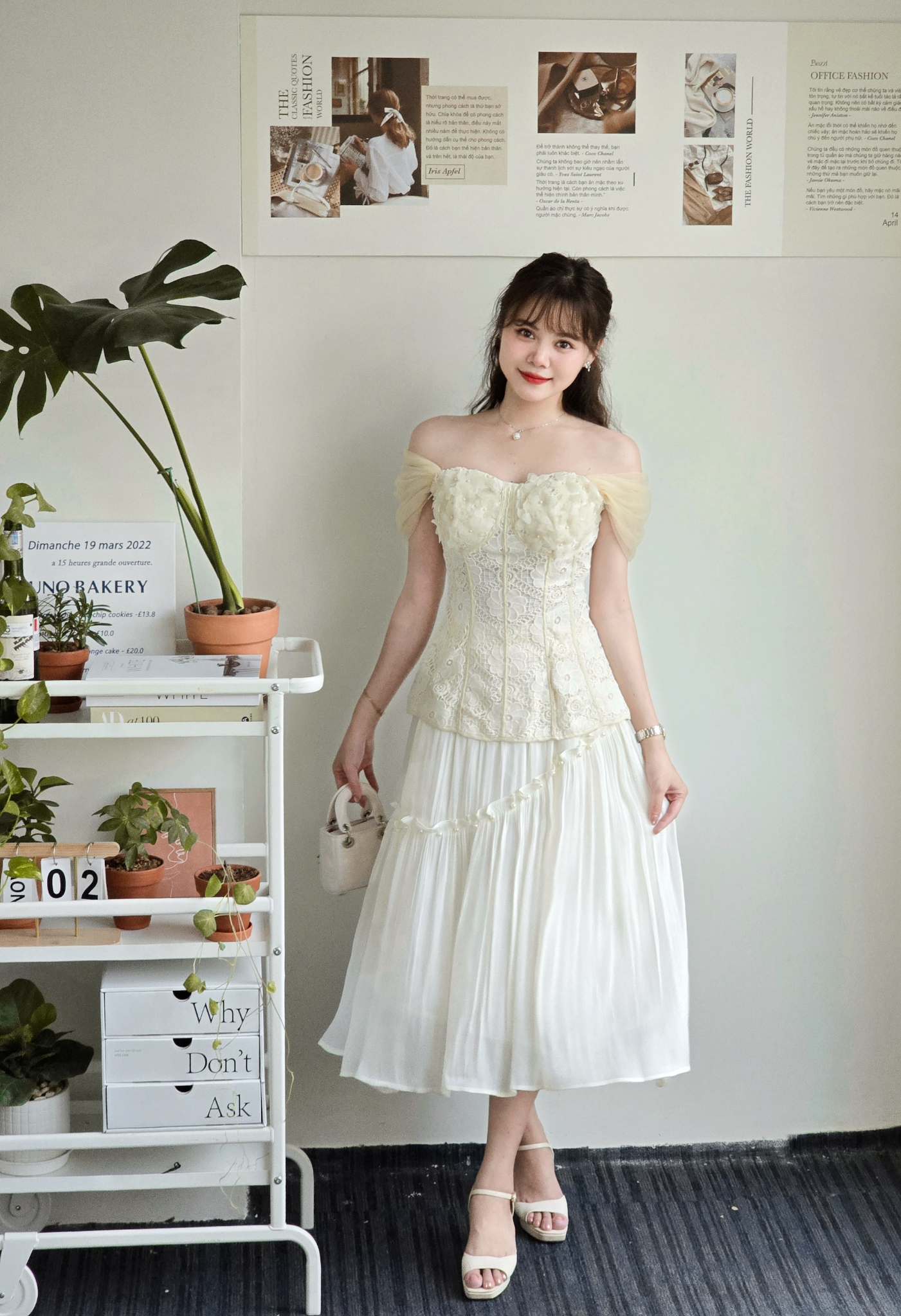 BF - Áo ren đính hoa tay rơi - Size - S