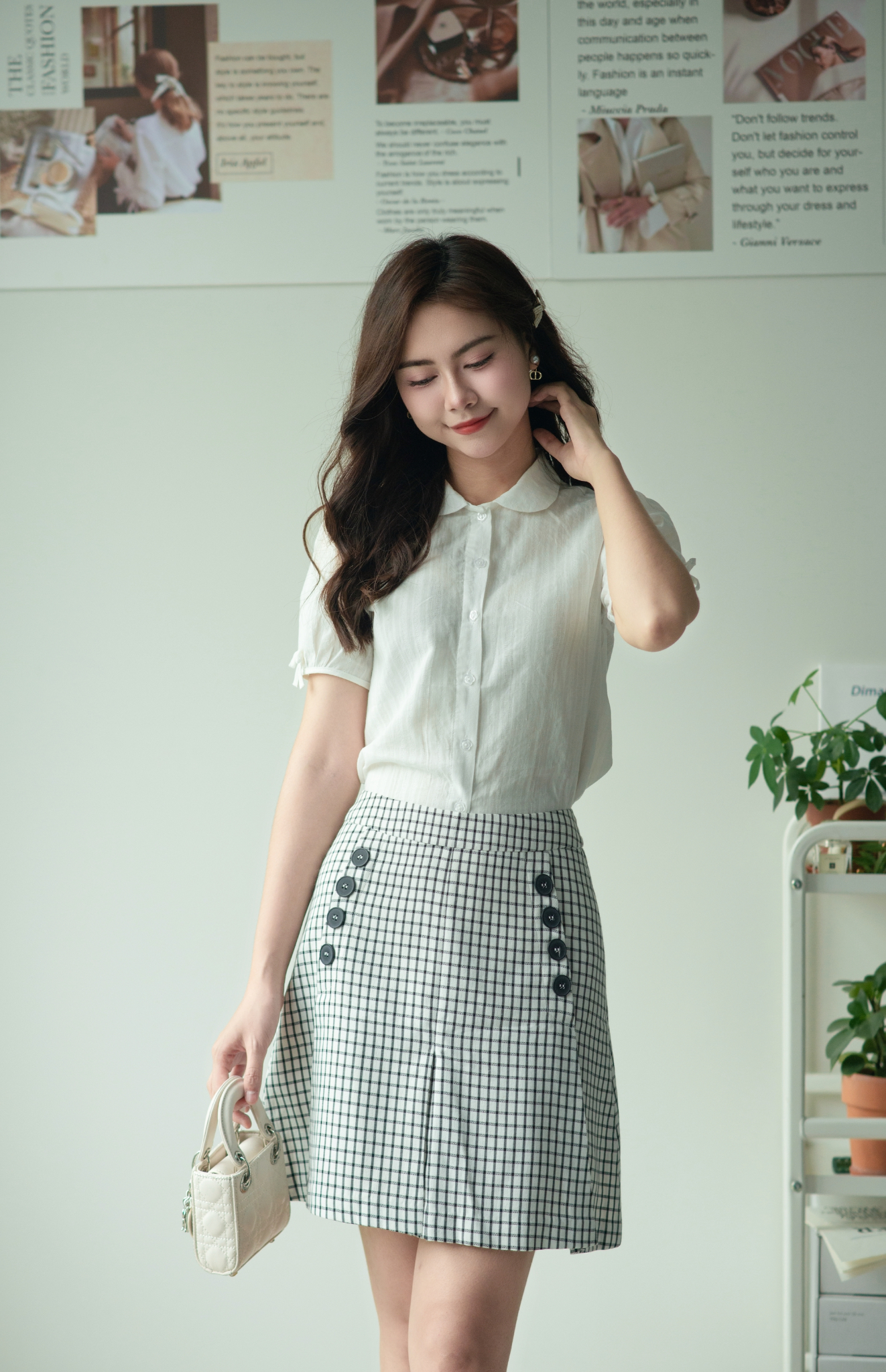 BF - Chân váy Caro trắng - Size - S