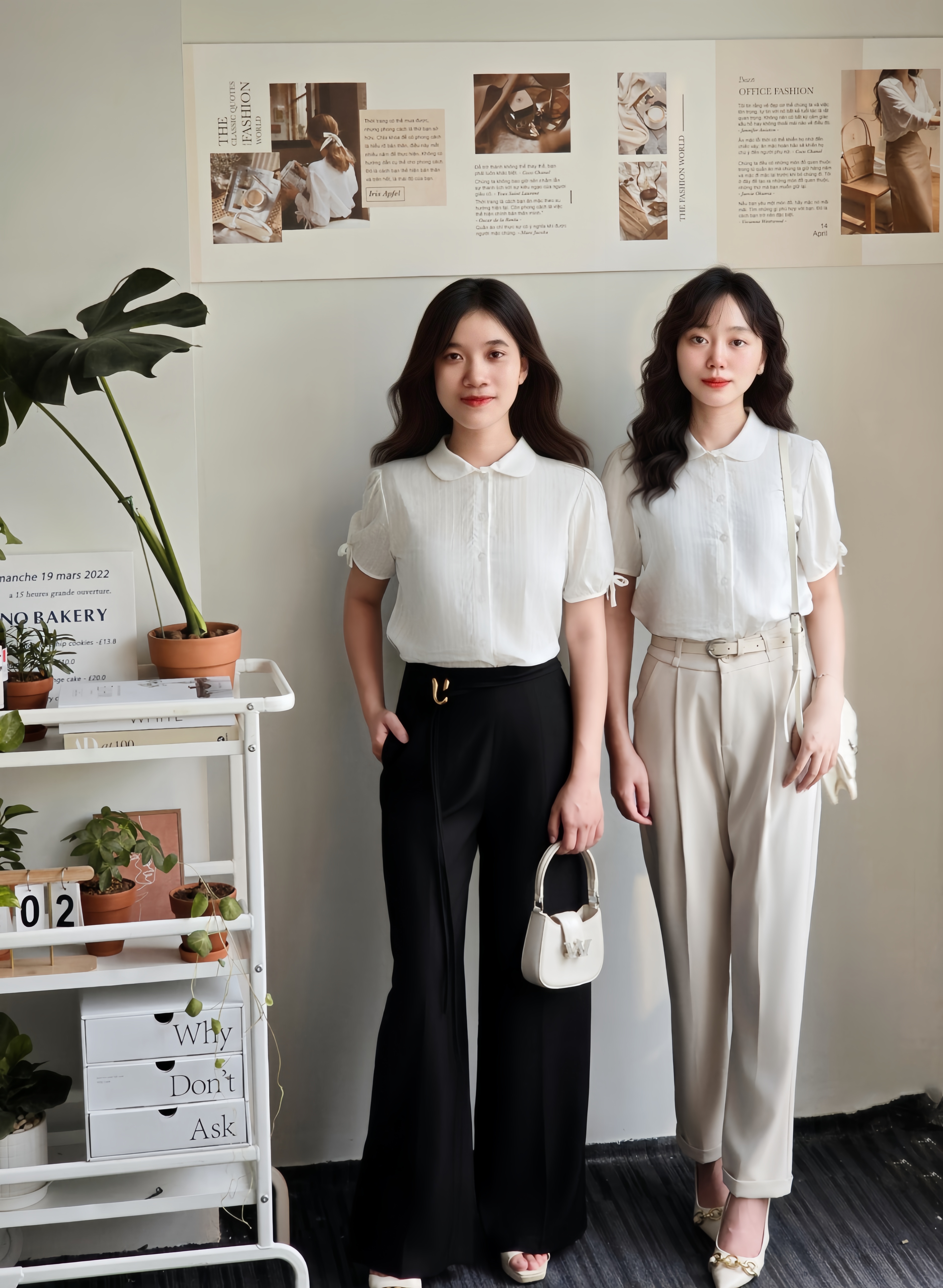 BF - Quần baggy gập gấu - Màu be - Size - S