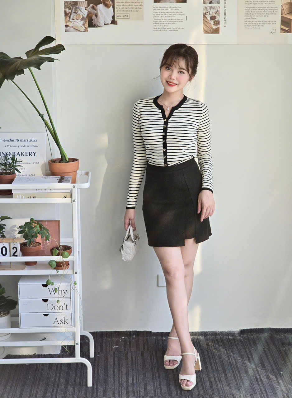 CV1551 - Chân váy dạ ghi