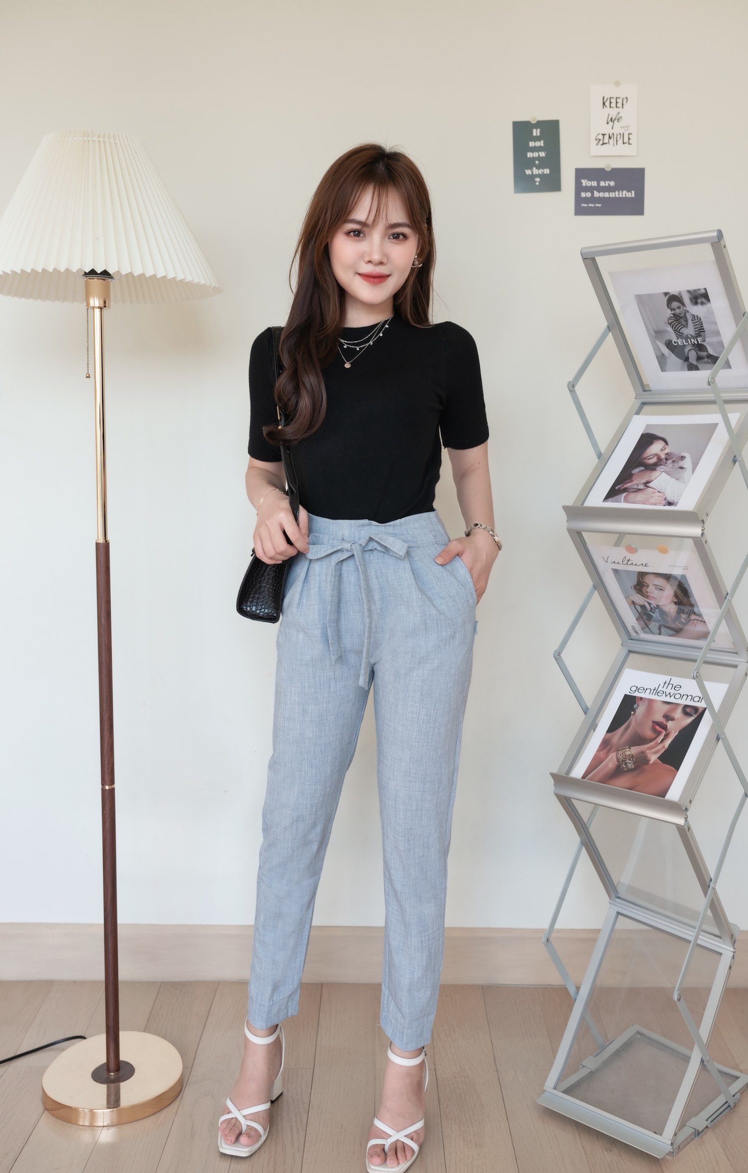 Q2106 - Quần baggy trơn thắt eo