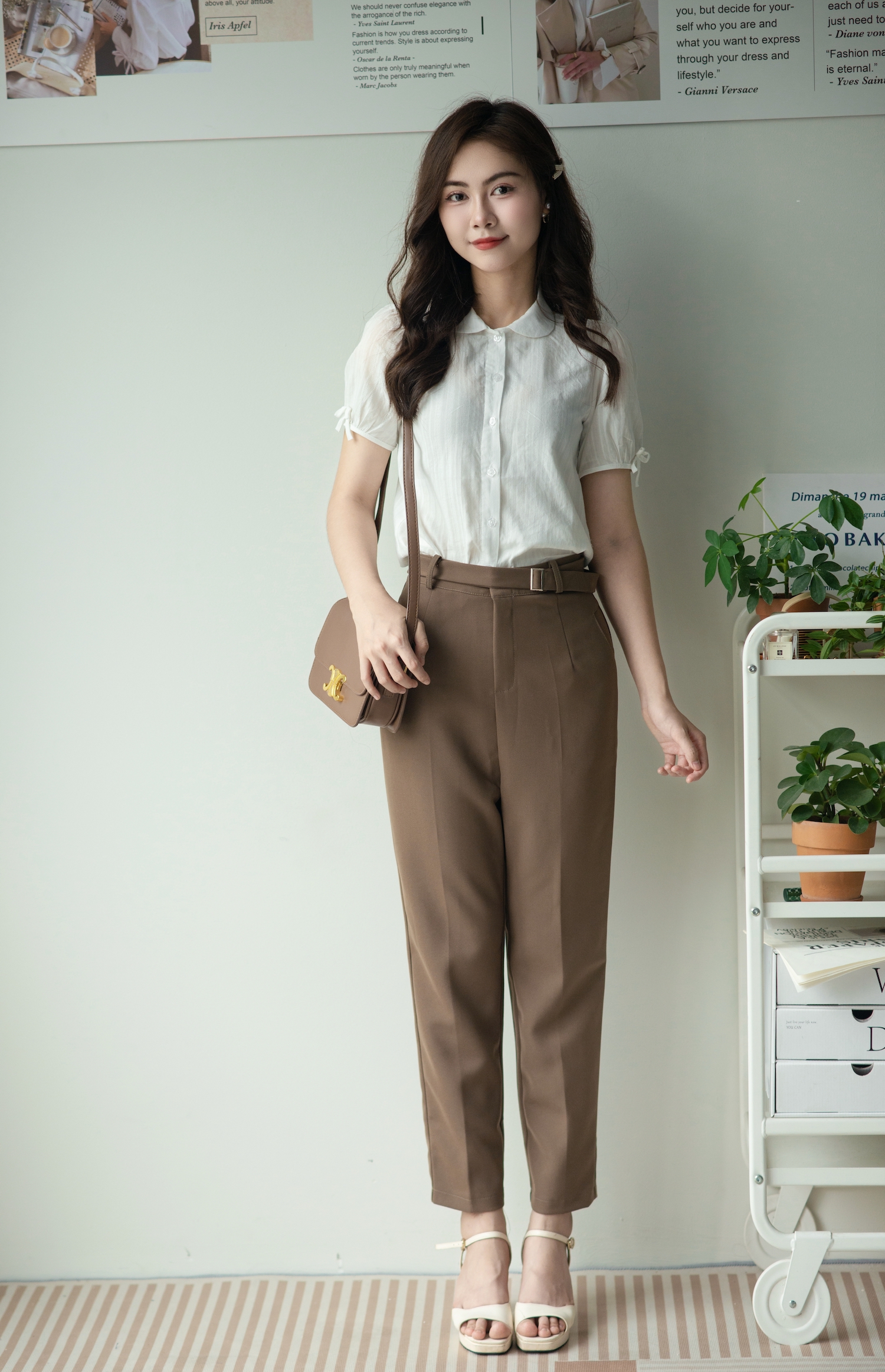 QB2222 - Quần baggy cạp cao kèm đai eo ( form nhỏ)