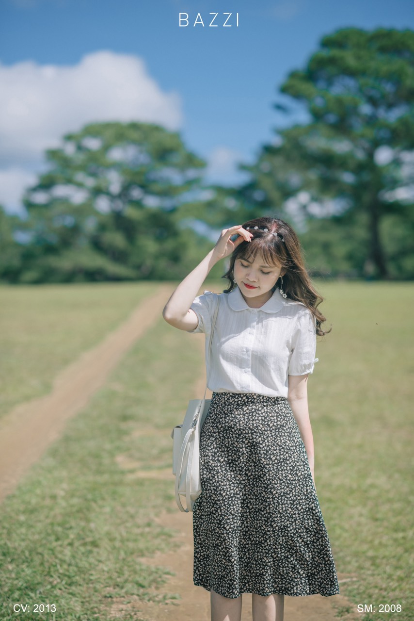 SM2008 - Sơ mi cổ sen ngắn tay - Trắng - S