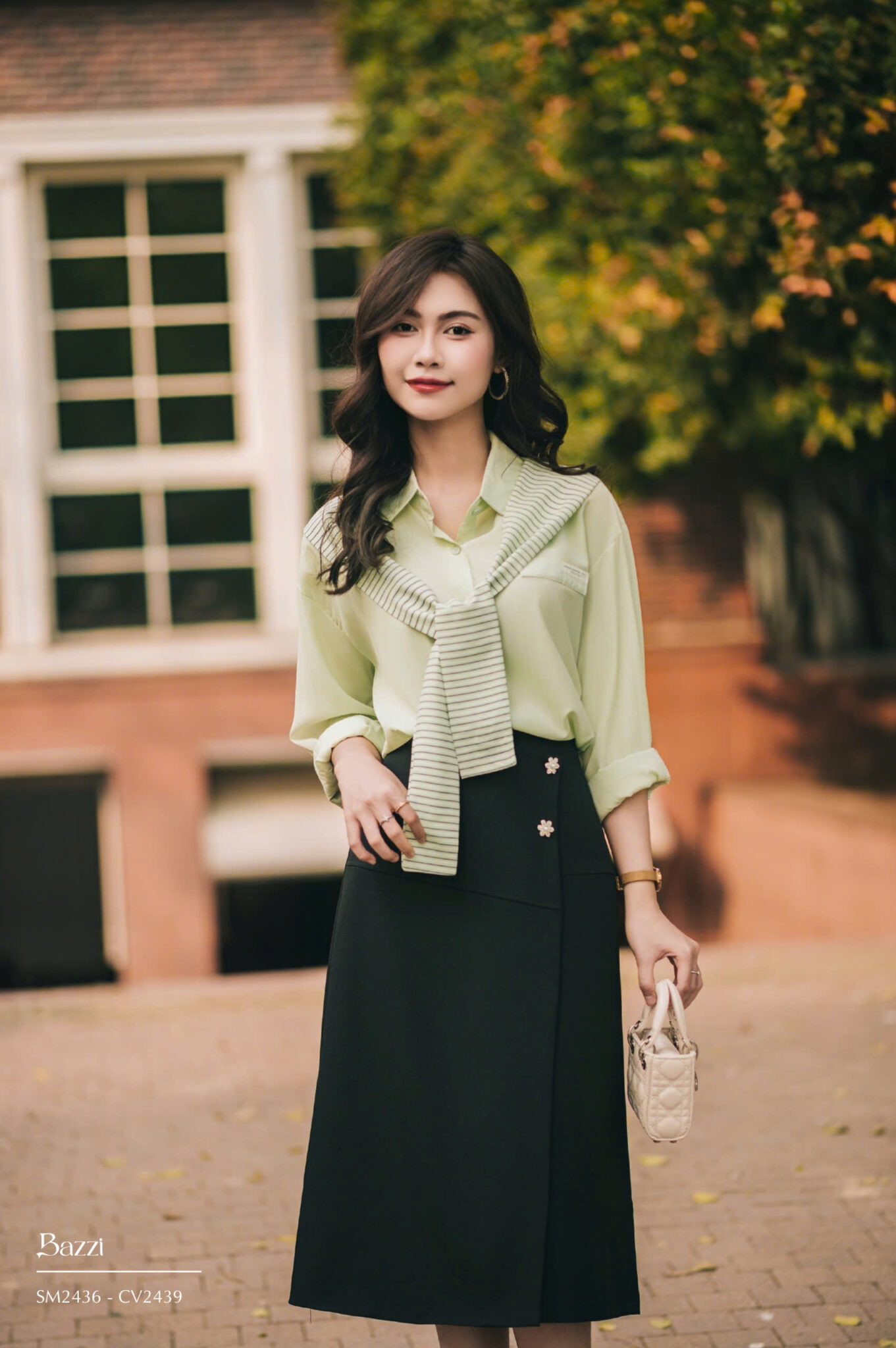 SM2436 - Sơ mi basic phối khăn liền áo