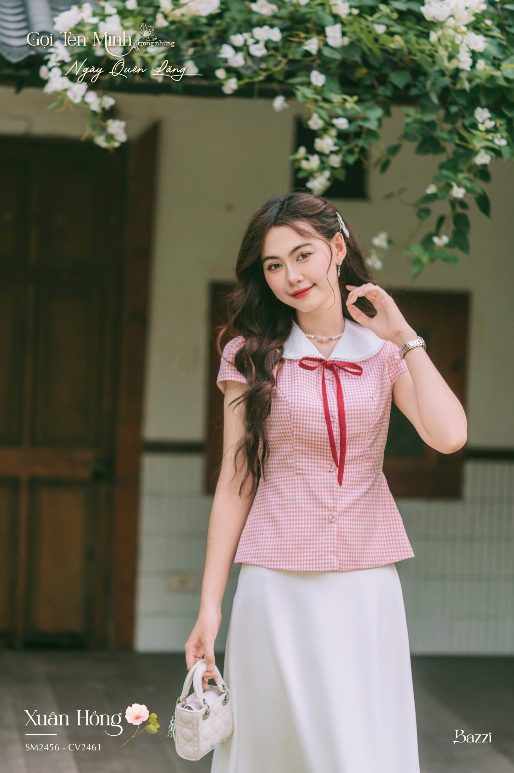 SM2456 - Sơ mi peplum cổ sen viền ren (PK kèm)