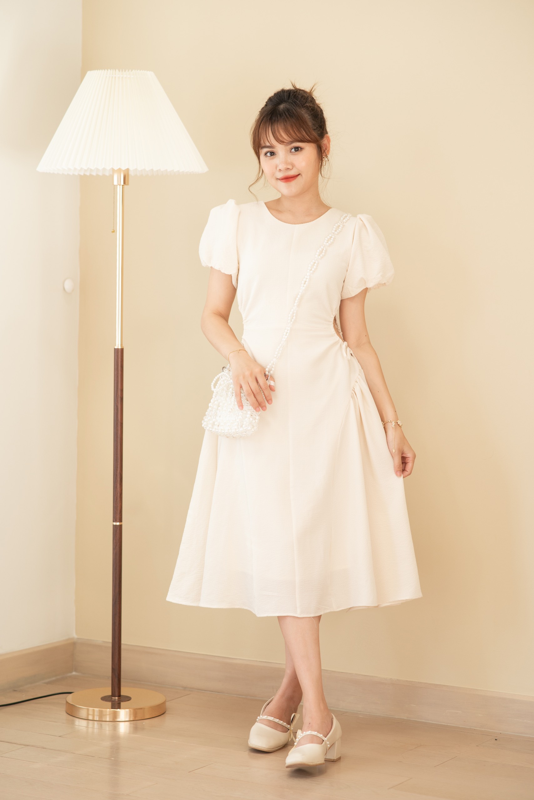 VL2249 - Váy - Liền cutout eo trơn ( Màu be)